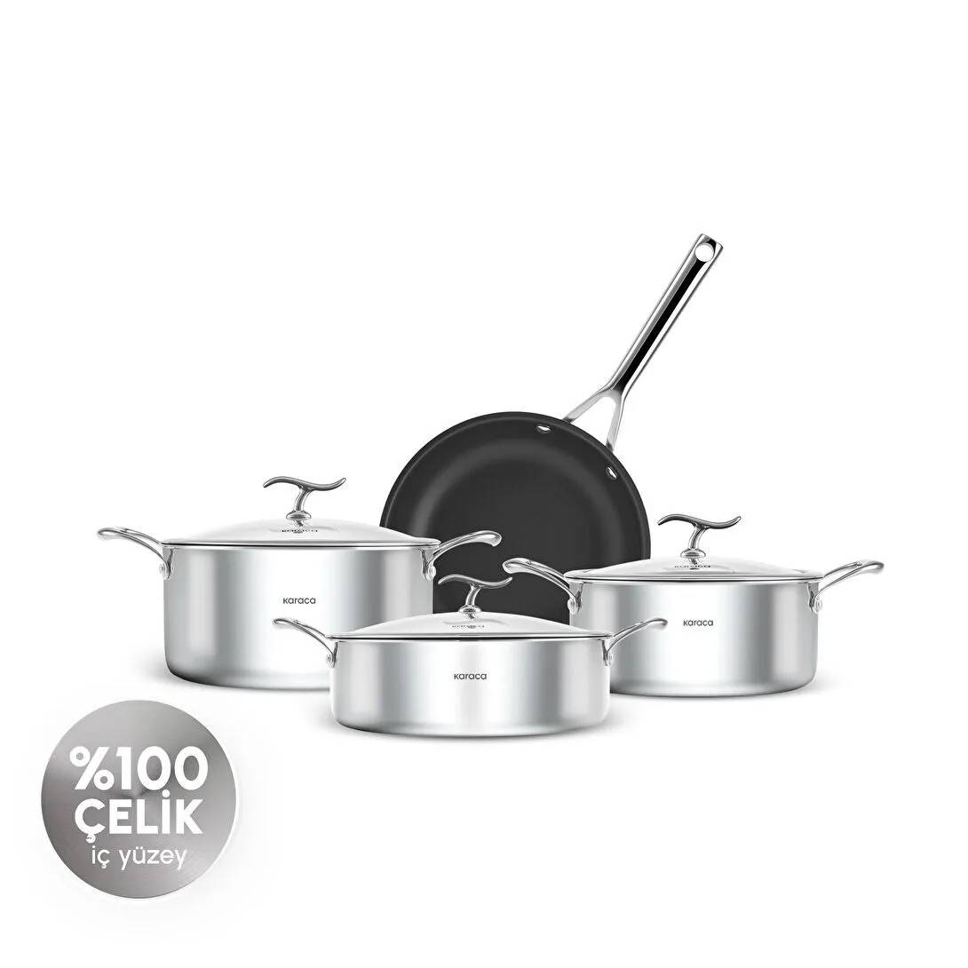 سرویس قابلمه ۷ پارچه استیل کاراجا مدل PLASMA STEEL 3PLY 316