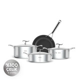 سرویس قابلمه ۷ پارچه استیل کاراجا مدل PLASMA STEEL 3PLY 316