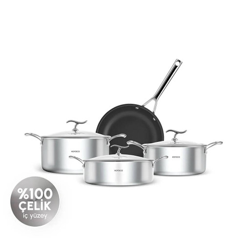 سرویس قابلمه ۷ پارچه استیل کاراجا مدل PLASMA STEEL 3PLY 316