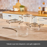 سرویس قابلمه ۷ پارچه شیشهای AMORE BOROSİLİKAT کاراجا