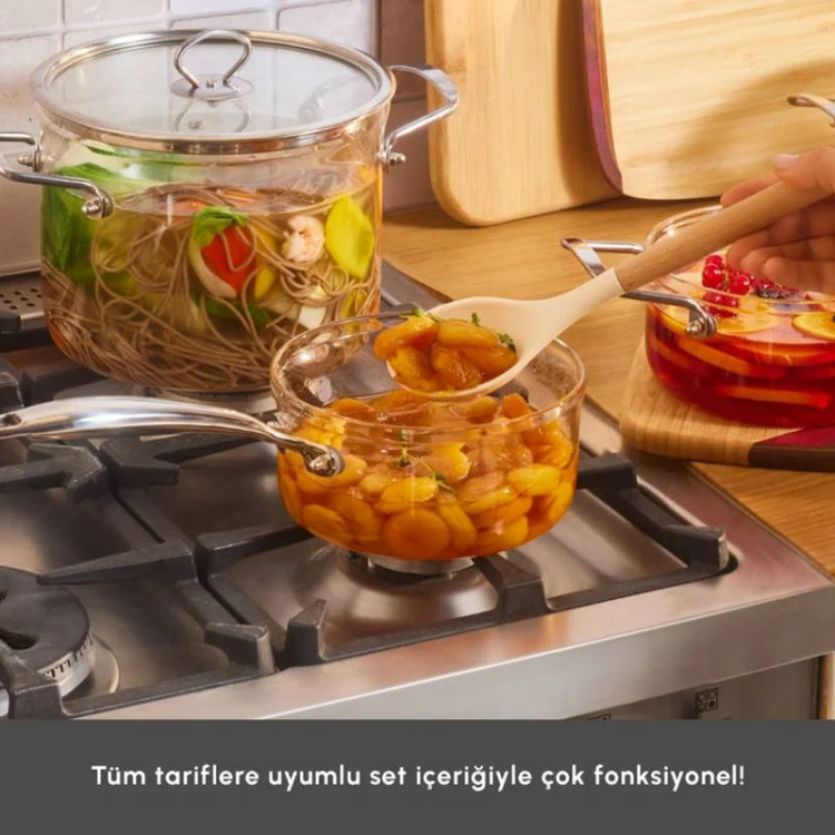 سرویس قابلمه ۷ پارچه شیشهای AMORE BOROSİLİKAT کاراجا