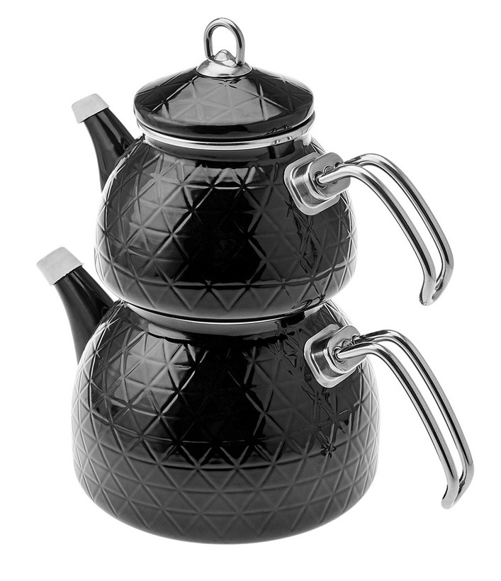 کتری قوری لعابی کاراجا مدل Kristalمشکی